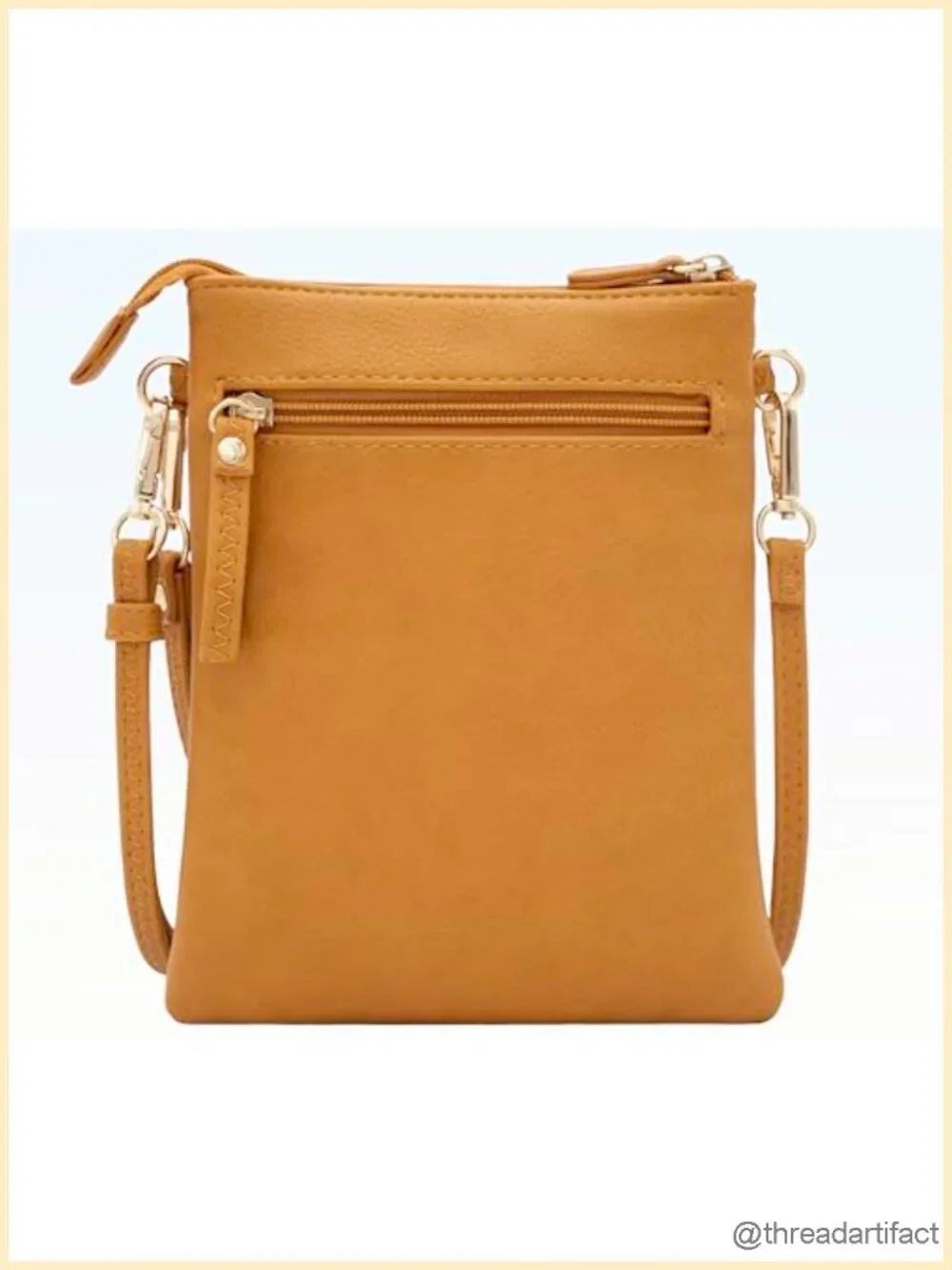 Faux Leather Crossbody Bag with Detachable Wristlet - Small Multi Zipper Pockets